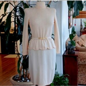 Vintage St. John 70's beaded blouse & skirt set with matching belt